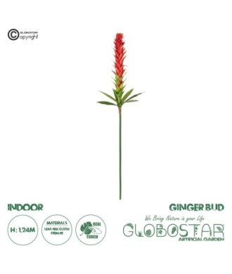 GloboStar® Artificial Garden RED GINGER BUD BRANCH 21393 Τεχνητό Διακοσμητικό Κόκκινο Κλαδί Ginger Y124cm